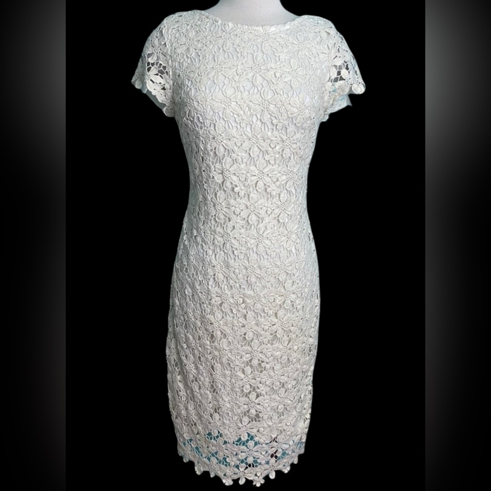 Cache white gold  floral crochet sz-8 - Picture 3 of 8